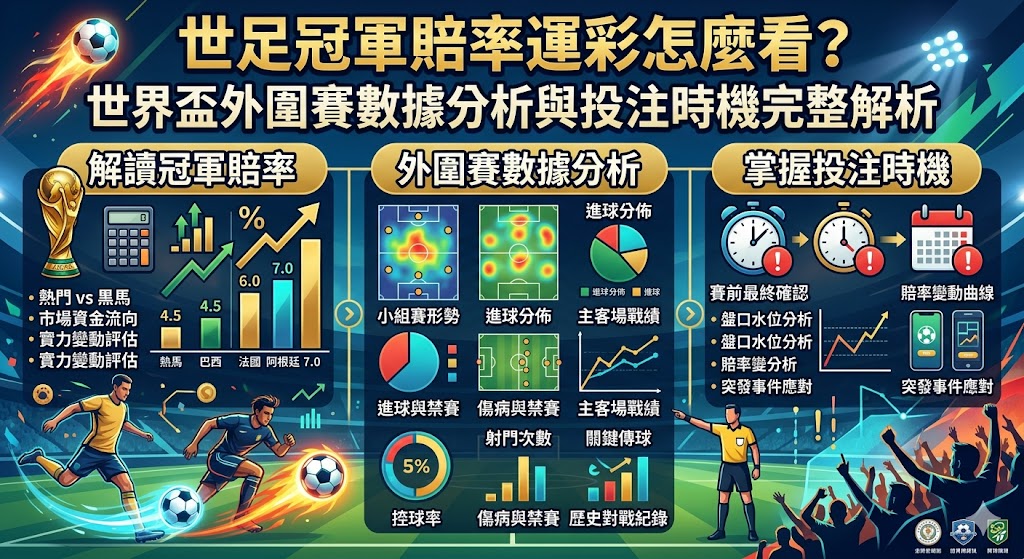 世足冠軍賠率運彩怎麼看？世界盃外圍賽數據分析與投注時機完整解析